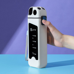 Official Snoopy Square Sports Water Cup with Straw Lid and Graduations, Drop Ship