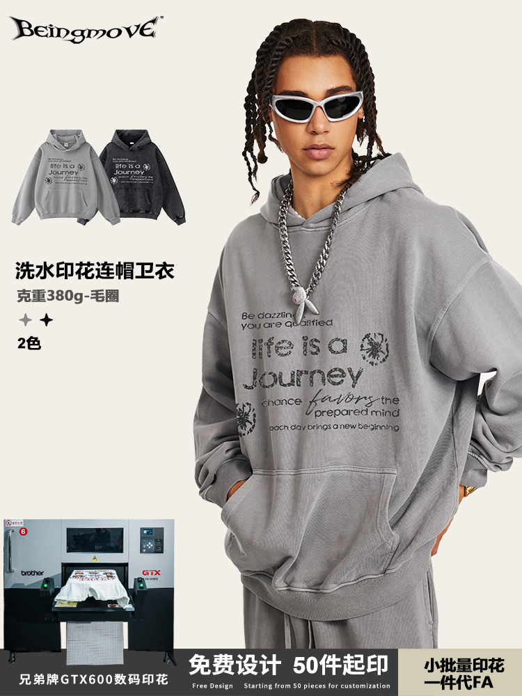 2025 otoño americano retro patrón de flocos de nieve hacer vieja impresión de hombre suéter de otoño y invierno marca de moda con capuchón pareja suéter