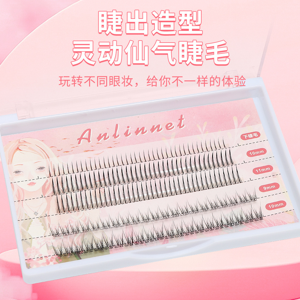 Paquete mixto de 5 filas en caliente transfronterizo pestañas postizas naturales cola de pez + sándwich de cabello en forma de A auto-injerto de cabello