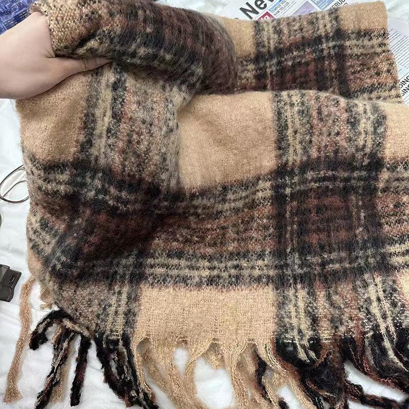 Melads neue Atmosphäre kariert ist vielseitig Frauen, mit einem Studentenschal mit vergrößerten Quasten und extra dick_voghion.com