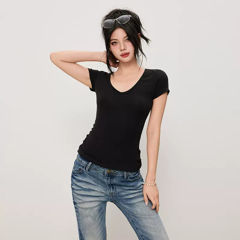 橙绢女装#休闲运动短袖收腰修身透气瑜伽T恤跑步训练正肩健身上衣