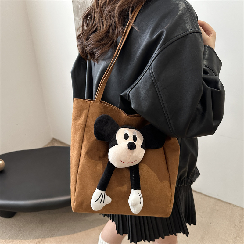 Bolsas retro de gran capacidad para mujeres 2024 nuevo otoño e invierno bolsa de compras ocio de hombro de dibujos animados para trabajar bolsa de viaje