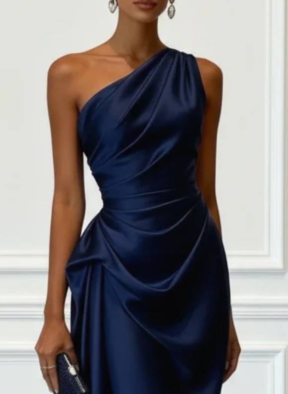 2026 European And American Cross-border Foreign Trade New High-end Satin Pleated Waist-cinching Sleeveless Evening Dress_ecoleips.com