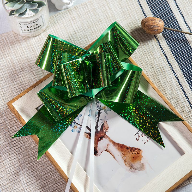 Venta caliente transfronteriza 50 láser mano dibujado flor Regalo De vacaciones decoración del partido arco dibujado flor cinta Navidad dibujado flor