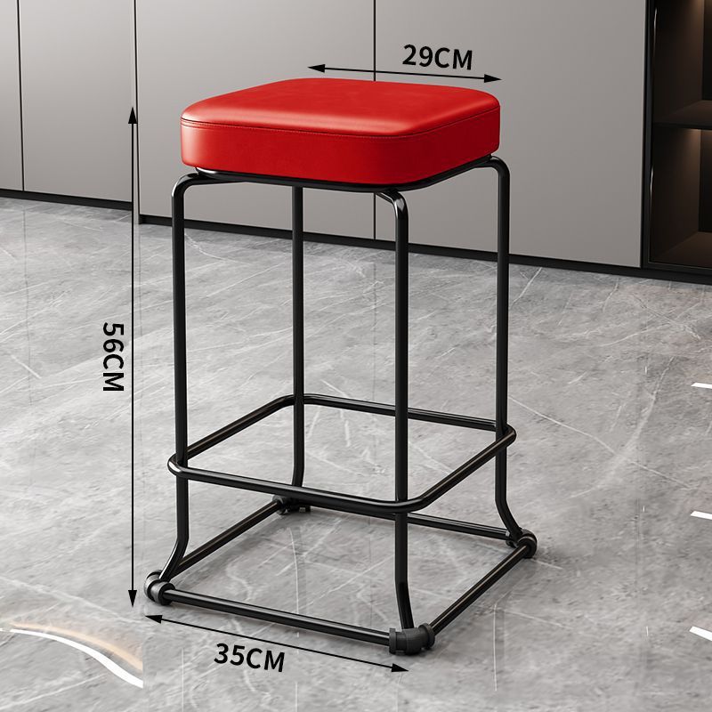 Taburete redondo de envoltura suave, silla de comedor de hierro forjado, taburete cuadrado sólido moderno, taburete de acero apilable para el hogar image 21