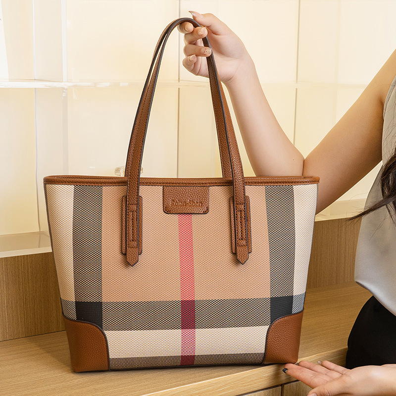 Plaid Bag Women's 2025 New Large-Capacity Tote Bag Fashionable Commuter Versatile Shoulder Bag Retro Handbag Plaid Bag Women's 2025 New Large-Capacity Tote Bag Fashionable Commuter Versatile Shoulder Bag Retro Handbag
