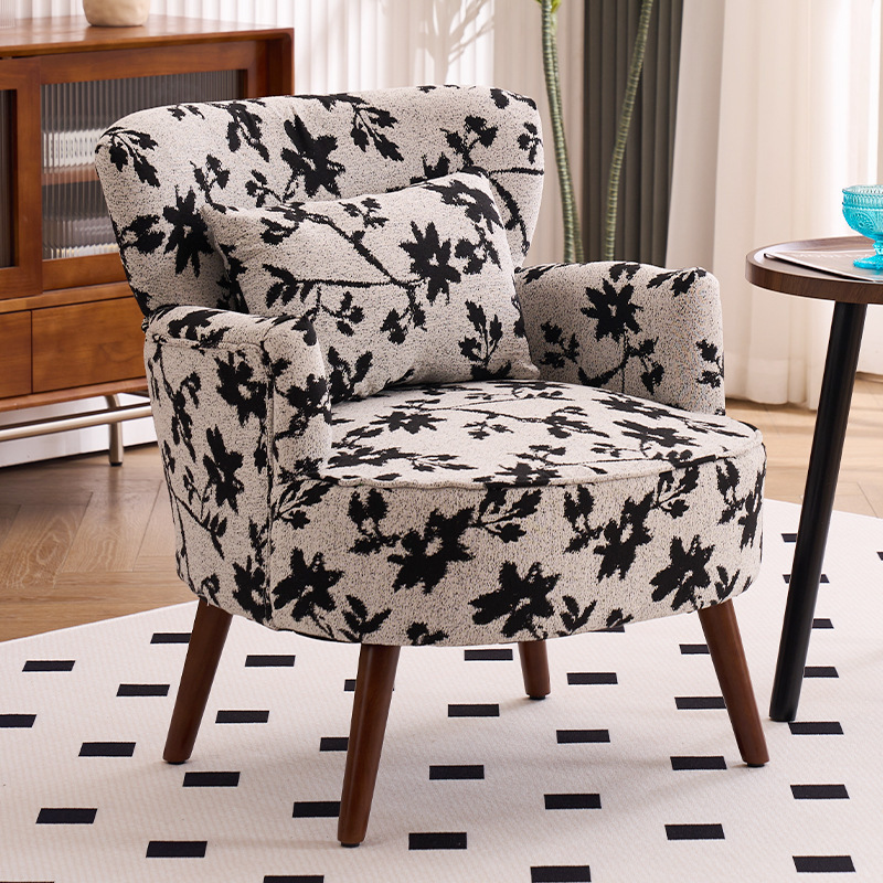 American Retro Single Sofa for Home Small Apartment Balcony Living Room Bedroom Nordic Simple Leisure Floral Fabric Solid Wood Chair American Retro Single Sofa for Home Small Apartment Balcony Living Room Bedroom Nordic Simple Leisure Floral Fabric Solid Wood Chair