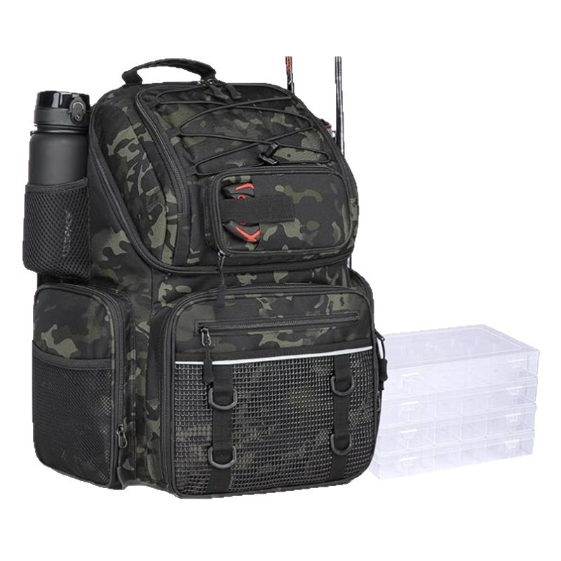 Fábrica transfronteriza venta caliente de moda mochila de pesca de hombro mochila de pesca táctica de gran capacidad al aire libre mochila de pesca