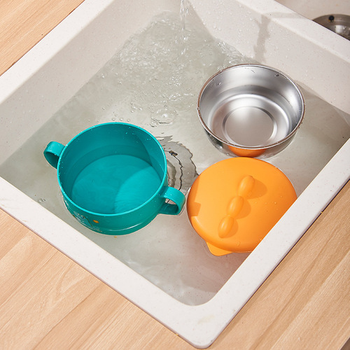 Large children's bowl anti-fall and anti-scalding for eating baby bowl children's tableware 316 stainless steel bowl food bowl with spoon