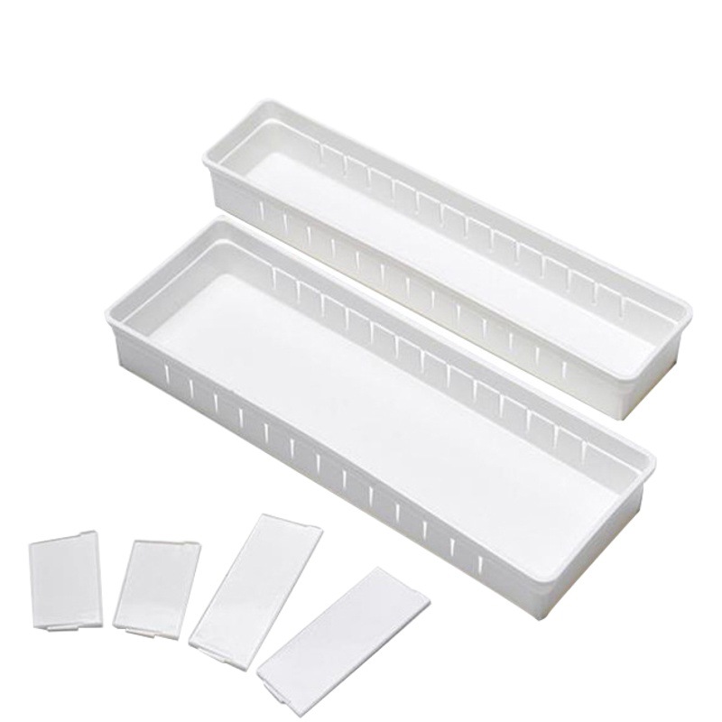 Caja de almacenamiento de cajón de escritorio de estilo japonés separada vajilla de cocina papelería organización pequeña caja compartimento de plástico transparente artefacto