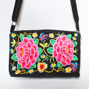 (Wholesale), ethnic square shoulder bag from Yunnan province with zipper, ethnic style