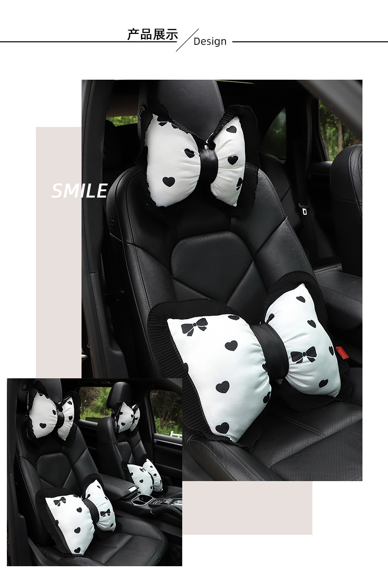Love wave point car headrest cotton cloth printing car comfort pillow neck pillow goddess car interior products
