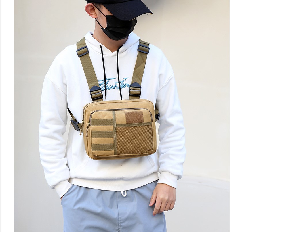 546g Weight Polyester Lining Material Zipper Closure Type Double Shoulder Straps Strap Type Fanny Pack Bags Type Travel, Camping & Hiking Occasion Oxford Cloth Material Solid Color Pattern All Seasons Season Men's Gender Streetwear Style Square Shape Men's Streetwear Solid Color Oxford Cloth Waist Bags