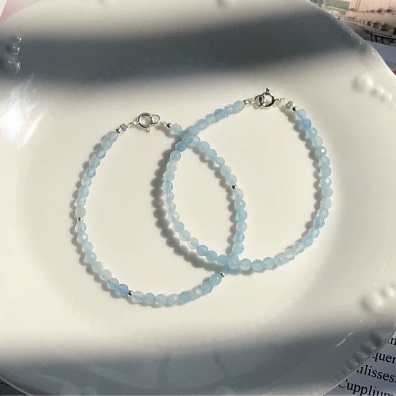 Natural Ice Aquamarine Ultra-fine Bracelet for Women, Fresh and Versatile ins Student Gift, Fairy Spirit