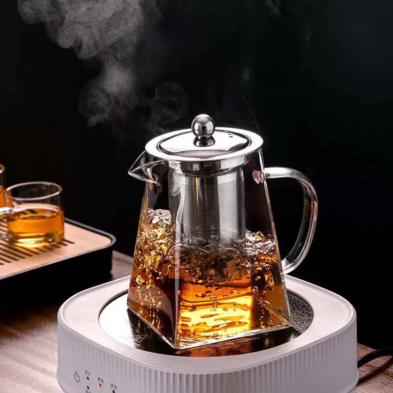透明家用不锈钢过滤泡茶壶加厚玻璃耐高温花茶壶绿茶煮茶器泡茶壶