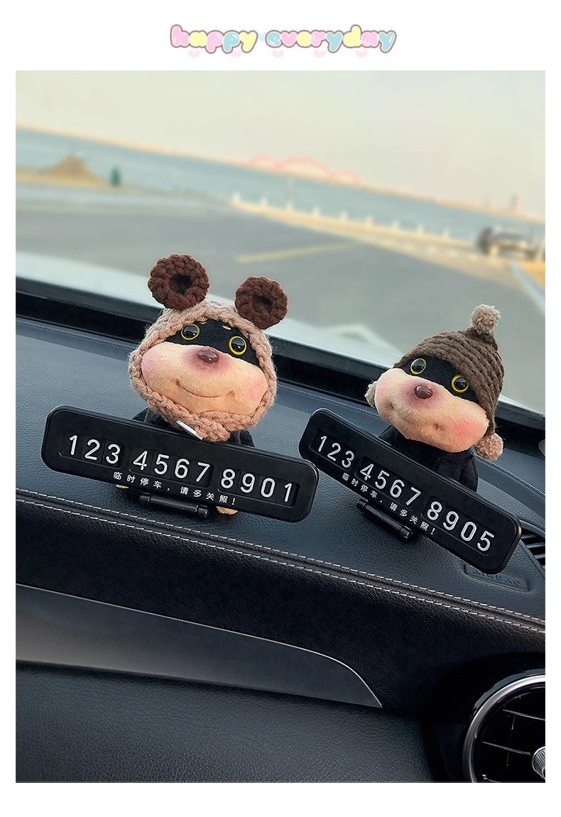 Quirky and Cute Bee and Puppy Number Plate, Car Temporary Parking Sign, High-End 2025 New Model