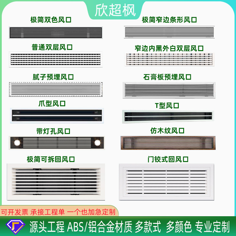 Central air conditioning air outlet grille ABS air outlet PVC plastic maintenance port frameless sin