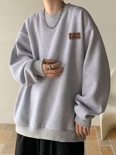 Autumn Cotton Hooded Sweatshirt, Simple Loose Base Shirt, Trendy Brand, Versatile Hatless Casual Men's Jacket