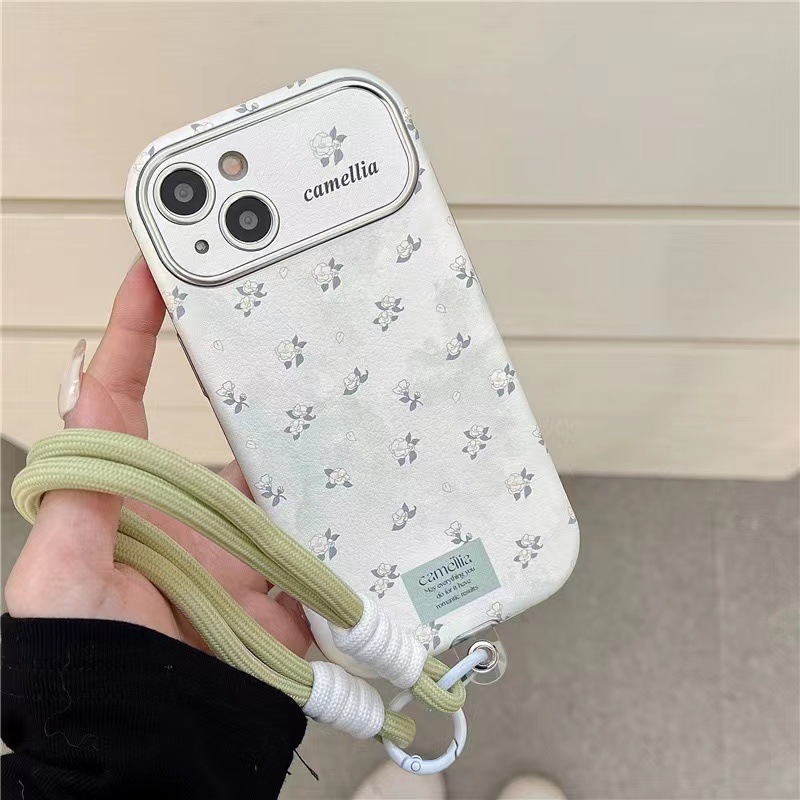 Flor de pantalla completa verde claro degradado para iPhone 13 cuerda de mano 15ProMax Apple 14 funda para teléfono móvil 12 mujer 14PM