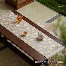 知舍茶席松鹤纹中式宫廷茶旗桌旗干泡茶布织锦布艺茶垫一件代发