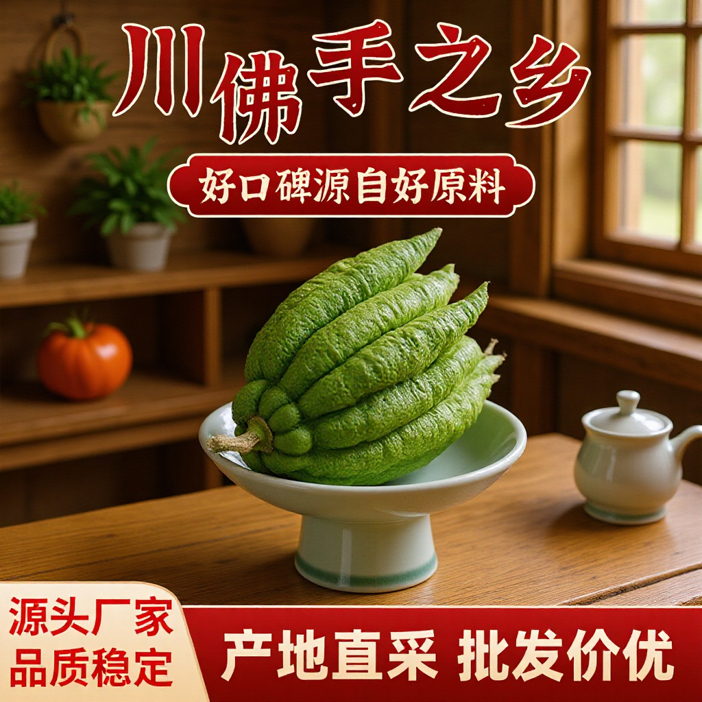 四川厂家新鲜川佛手乐山基地直采观赏闻香水培食用佛手果青果黄果