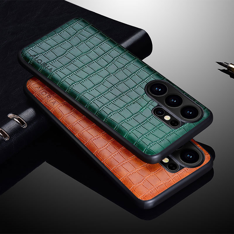 Suitable for Samsung Galaxy S26 Ultra A57 S25Fe A17 Simple Crocodile Leather Pattern Phone Case