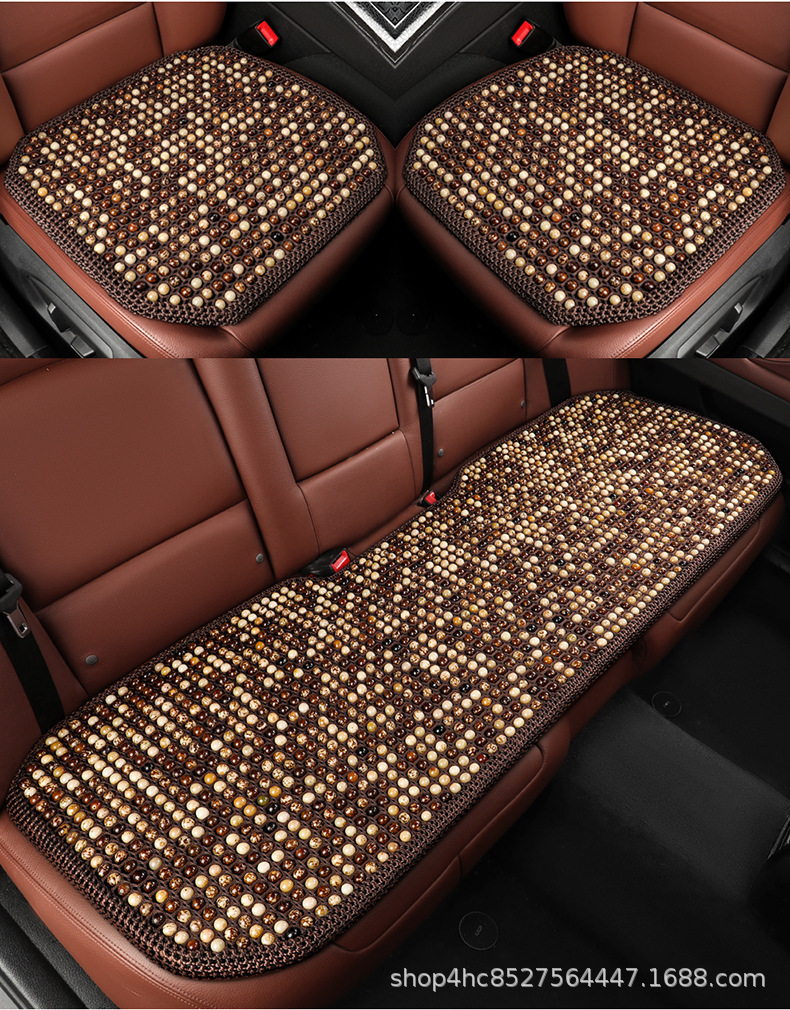 Cross-Border Car Seat Cushion with Bodhi Wood Beads, Summer Cooling Pad, Ventilated and Breathable, Hand-Woven by Manufacturer, Upgraded for Breathability