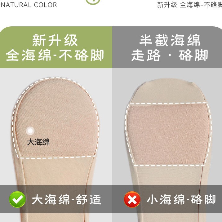 1 Piece Minimum Order Ice Silk Boat Socks with Sponge Sole, Non-Slip, No-Slip Heel, Low-Cut Invisible Socks for Women's High Heels, Zhuji Factory