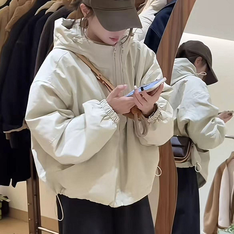 Fashion Double Zipper Hooded Solid Color Cotton Jacket Women's 2024 Autumn and Winter New Casual All-match Cotton Clothes Trendy