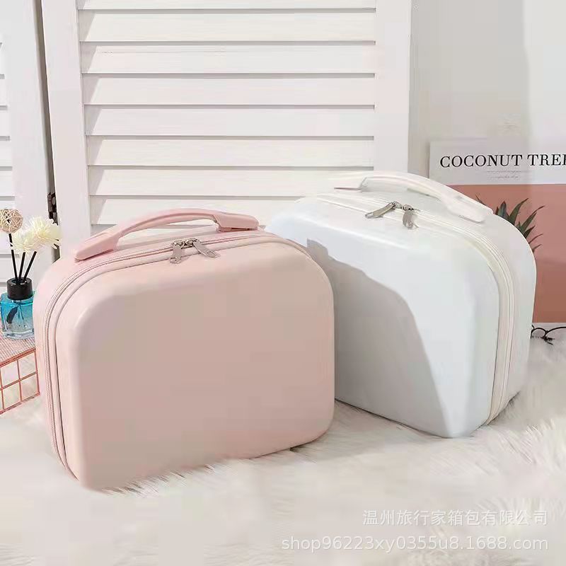 Caja de cosméticos de color caramelo coreano equipaje Portátil Bolsa de cosméticos de 14 pulgadas caja de almacenamiento portátil mini regalo