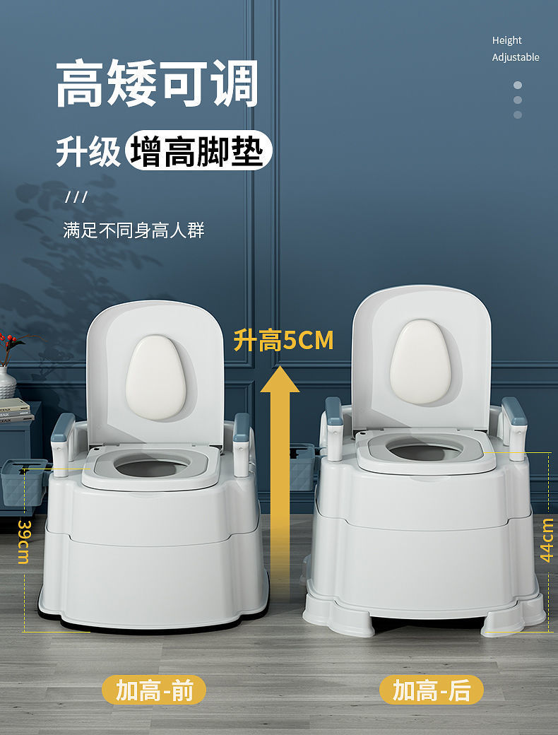 Portable elderly toilet, household anti-odor indoor toilet for the elderly, toilet chair for defecation, urine bucket for pregnant women and adults undefined
