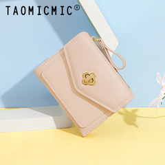 New European and American style snap closure multi-card slot wallet, heavy-duty simple women's short three-fold student cross-border coin purse