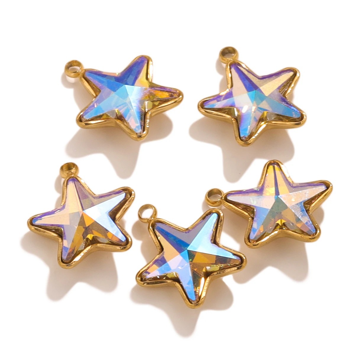 Colgante de cristal de color de acero inoxidable pentacolgante de nuevo collar colgante DIY accesorios joyería