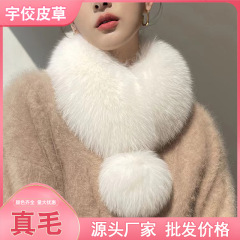 両面の狐の毛の毛皮の草は首の女性を囲みます。