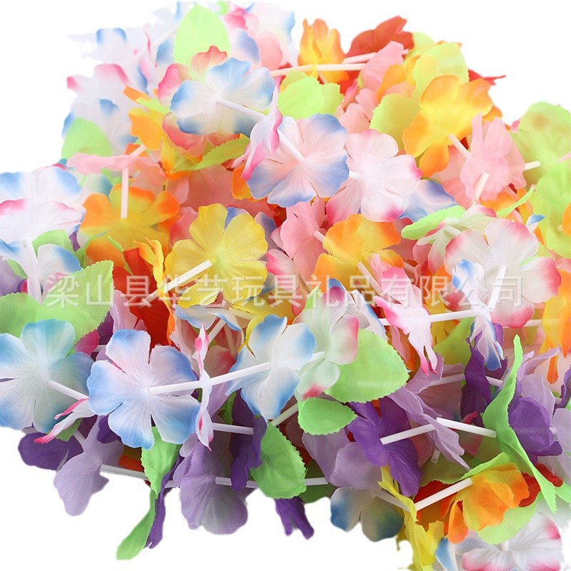 Fábrica de seis piezas en stock mosaico guirlandas hawaianas simulación guirlandas de poliéster guirlandas de estilo de Navidad