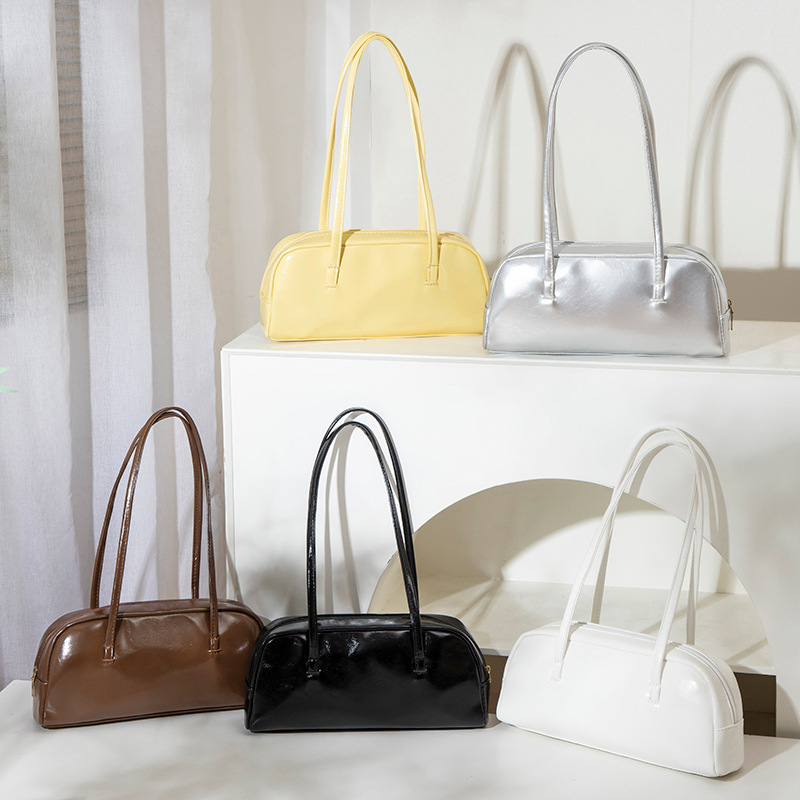 2025 Simple Large-Capacity Boston Underarm Bag for Women Trendy Shoulder Bag Niche Design Baguette Bag Mlb Bag