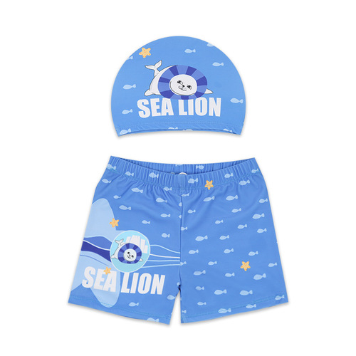 New Children's Swimwear Baby Cartoon Swim Suit Boy Swim Suit Big Kids Hot Spring Wholesale Swim Trunks Swim Cap Baby