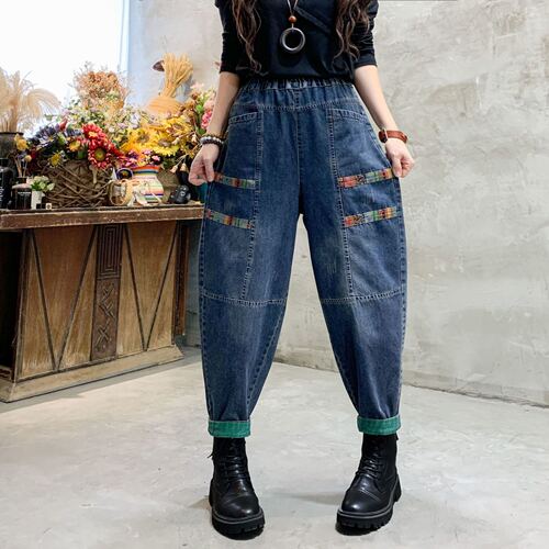 Summer thin jeans women's new style artistic retro all-matching loose slimming Harlan dad pants trend