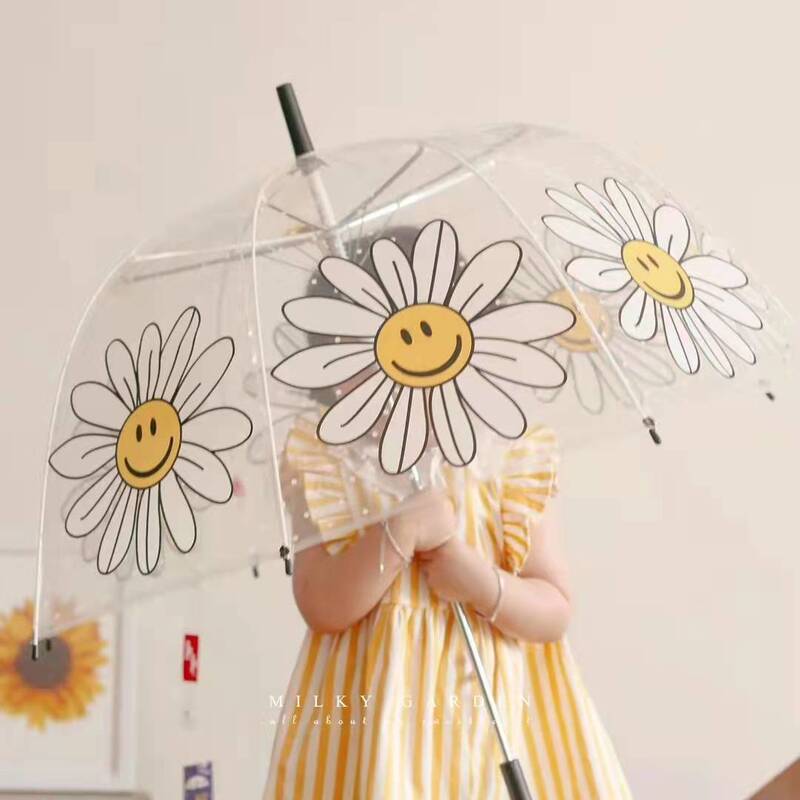 Little Red Book with Korean Cute ins Transparent Daisy Umbrella Lightweight Umbrella for Men and Women Children Cute Street Shooting Props