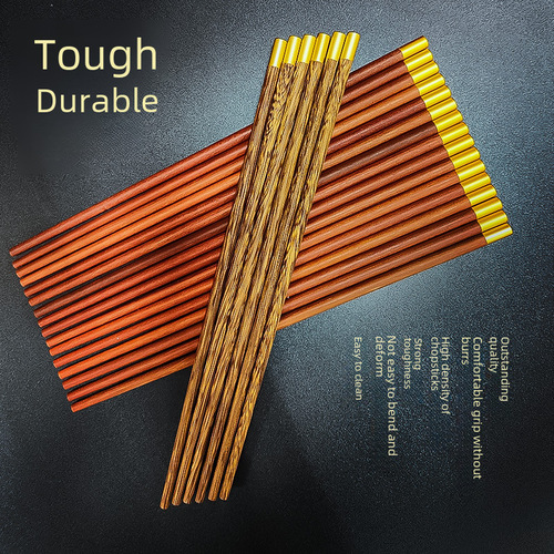 Topfu Real Wood Chopsticks Wholesale Chicken Wing Wood Chopsticks Gift Hotel Chopsticks Round Fu Red Sandalwood Wooden Chopsticks Household Chopsticks 