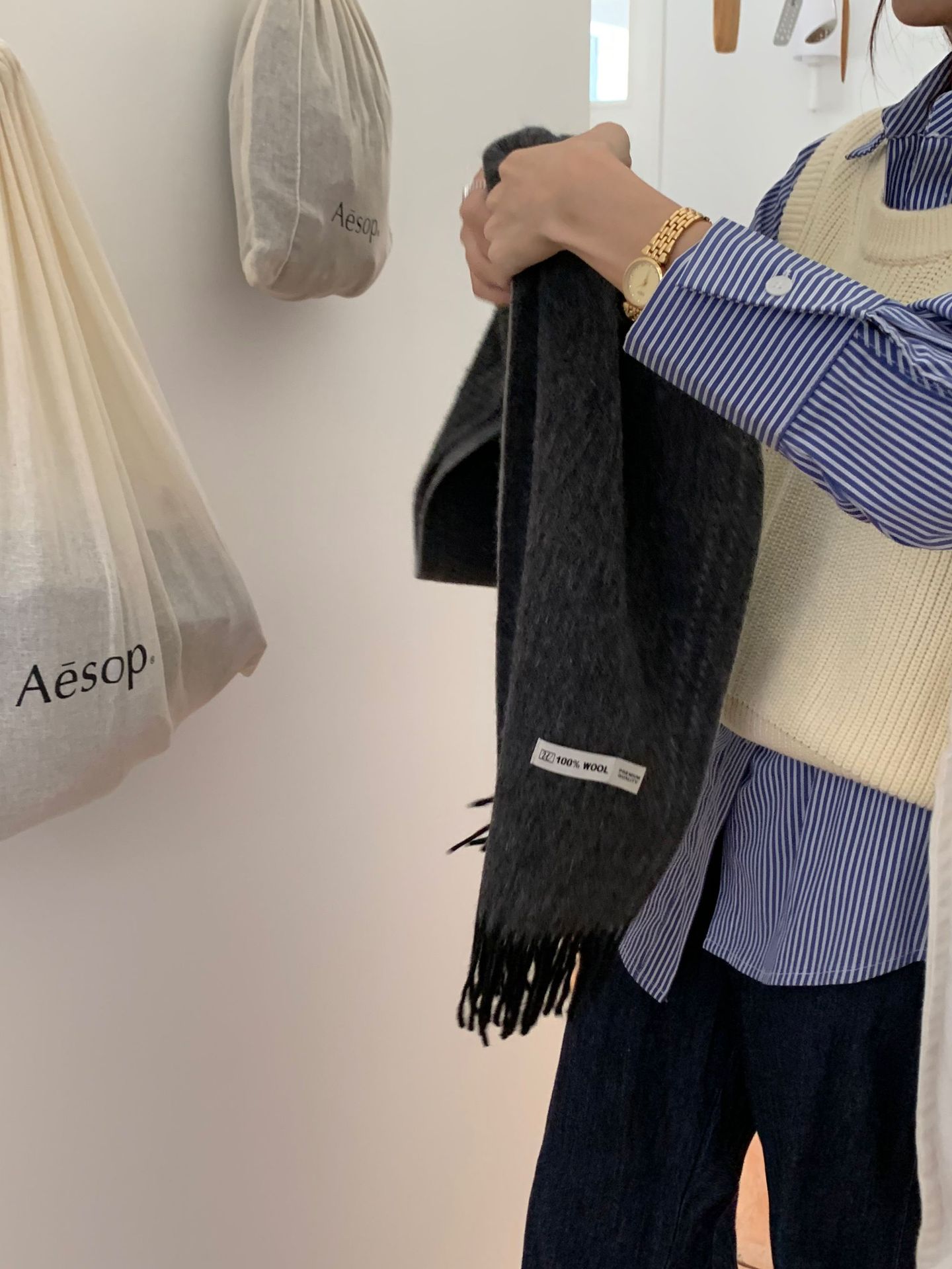 Sciarpa da coppia in edizione stretta, calda, versatile, coreana, invernale, da donna, in 100% lana, tinta unita, semplice, double face_voghion.com