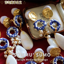 [索伦托之旅] 意大利小众陶瓷古罗马阿波罗金币镀金天然珍珠耳钉