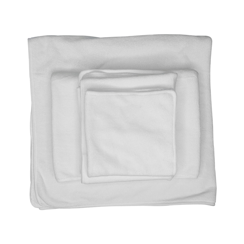 Toalla de baño blanca de microfibra Toalla de transferencia térmica 400g Toalla de poliéster de algodón Toalla de playa material en blanco al por mayor