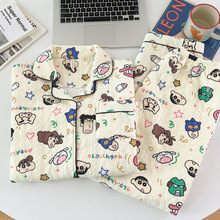 卡通蜡笔小新夹层睡衣女春秋冬季空气夹棉加厚保暖可爱学生家居服