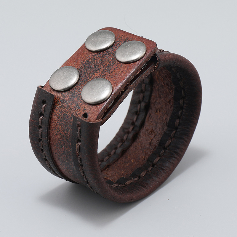 Fashion Geometric Pu Leather Iron Patchwork Unisex Bracelets 1 Piece