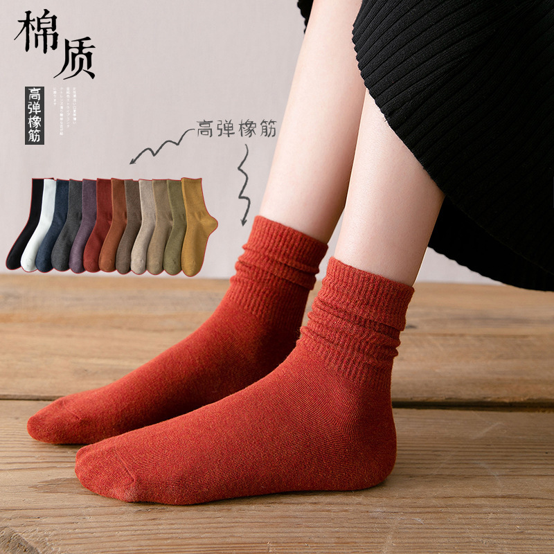 Autumn and winter new socks women's solid color stockings cotton mid-tube socks white long tube cotton women's socks warm thick tide socks Autumn and winter new socks women's solid color stockings cotton mid-tube socks white long tube cotton women's socks warm thick tide socks