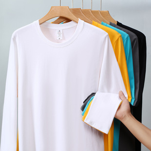 Manufacturers supply autumn new 230 grams of cotton long sleeve T-shirt crew neck clothes white bottoming shirt men's wholesale