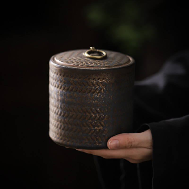 带盖陶土罐罐子空罐茶叶罐小复古怀旧陶罐罐家用茶茶叶罐陶瓷粗缸
