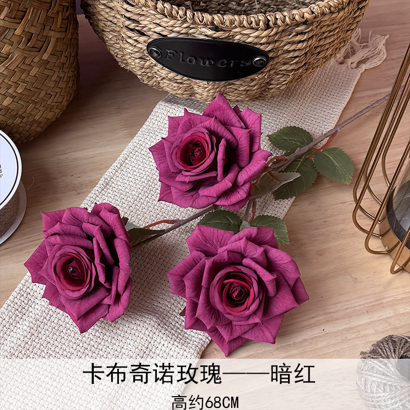 3 cabezas Mocha cariño cabochillo Rosa flor artificial decoración de la sala de estar decoración floral arreglo de flores boda