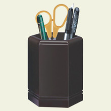 汇星木质笔筒HX1002 六边形笔筒 创意办公笔座 商务桌面办公笔筒